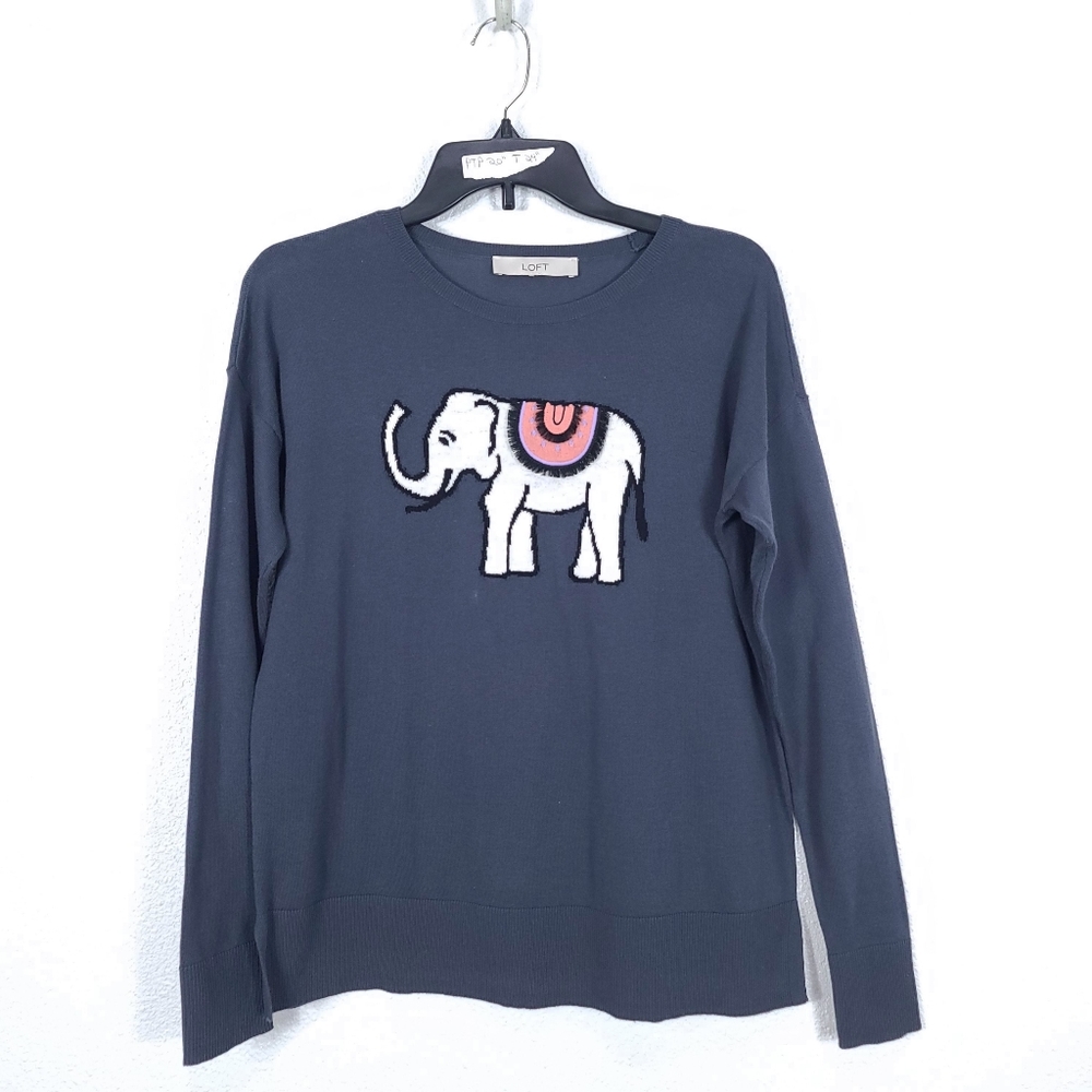 LOFT Elephant Boho Embroidered Lightweight Sweater - Picture 3 of 10